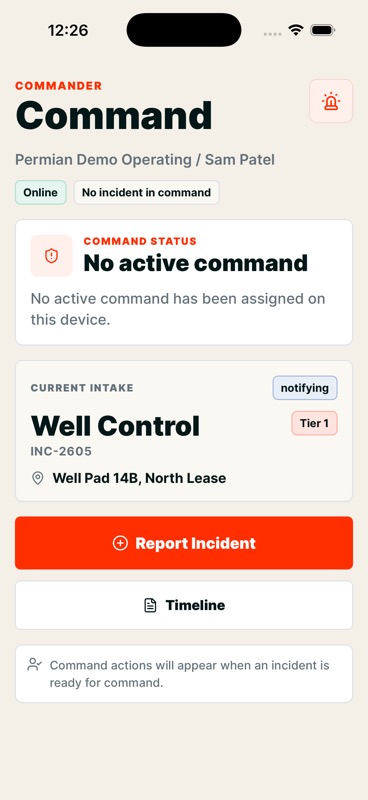 Commander screen showing current intake at Tier 1 in a notifying state.
